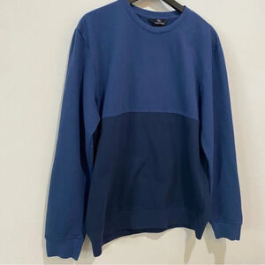 Aether Mens L Pullover Crewneck Color  Block Navy Blue Sweatshirt